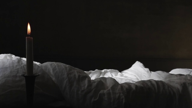 Video Reference: White, Lighting, Still life photography, Candle, Darkness, Light, Bed, Photography, Sky, Black-and-white, Person