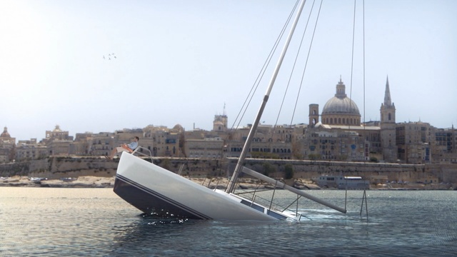 Video Reference: boat, water transportation, sailboat, waterway, sail, watercraft, sloop, scow, ship, yawl, Person