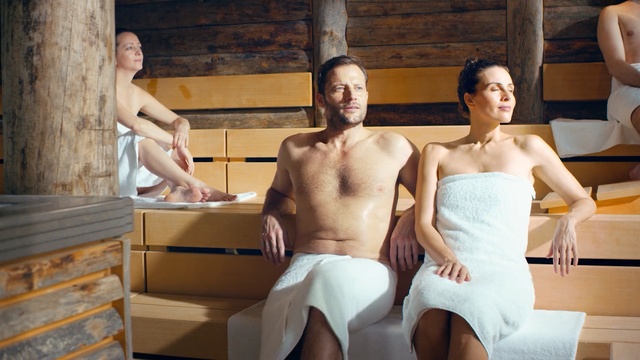 Video Reference: Sauna, Male, Barechested, Muscle, Room, Leisure, Person