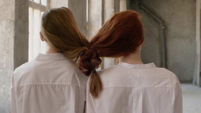 Video Reference: hair, hairstyle, shoulder, long hair, girl, hair coloring, neck, bun, back, chignon