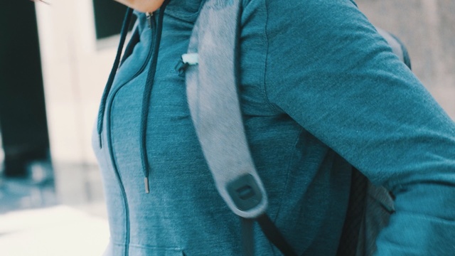 Video Reference: blue, turquoise, teal, denim, outerwear, textile, jacket, turquoise, material, electric blue, Person