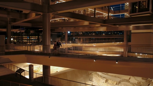Video Reference: Architecture, Building, Night, Lobby, Metal