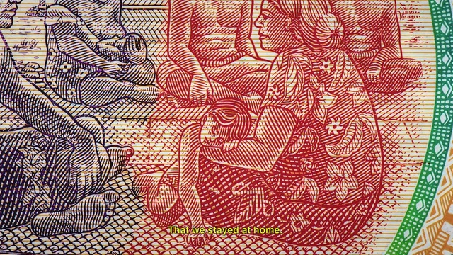 Video Reference: Banknote, Currency, Paper, Textile, Printmaking, Money, Paper product, Art, Pattern, Drawing