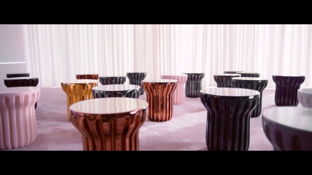 Video Reference: Table, Furniture, Chair, Interior design, Brown, Restaurant, Room, Tablecloth, Floor, Textile