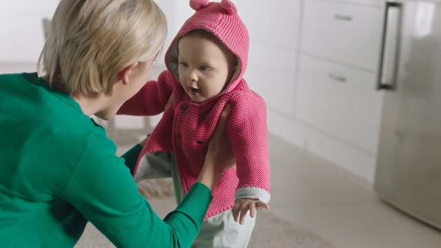 Video Reference: Child, Toddler, Pink, Outerwear, Fun, Play, Baby, Smile, Daughter, Person, Female