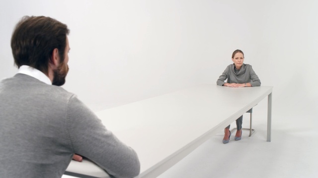 Video Reference: Sitting, Conversation, Table, Furniture, Desk, Job, Person, Male