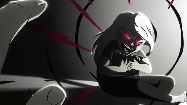 Video Reference: Animation, Fictional character, Illustration, Graphic design, Anime, Carmine, Black hair, Supervillain, Drawing