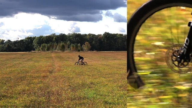 Video Reference: Nature, Natural environment, Grassland, Grass, Sky, Pasture, Prairie, Tree, Wheel, Mountain bike