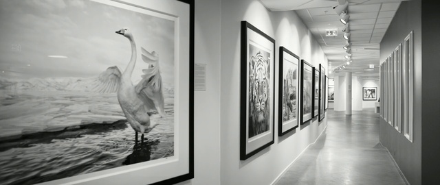 Video Reference: Black-and-white, Art gallery, Art exhibition, Art, Monochrome photography, Exhibition, Modern art, Vernissage, Museum, Tourist attraction, Person