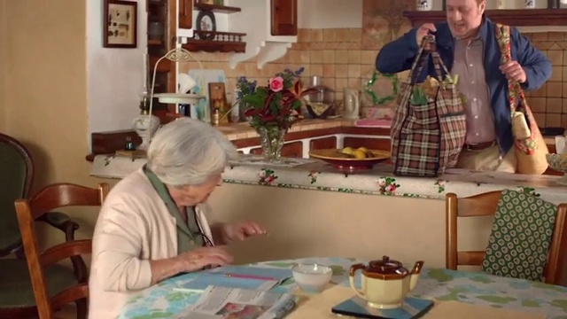 Video Reference: Room, Textile, Interior design, Table, Linens, Retirement home, Furniture