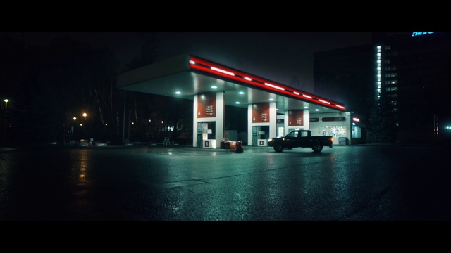 Video Reference: Filling station, Night, Metropolitan area, Light, Building, Architecture, Lighting, Urban area, Darkness, Business