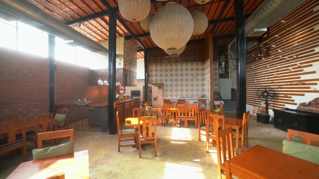 Video Reference: Property, Building, Room, Interior design, Furniture, Restaurant, House, Loft, Architecture, Table, Person