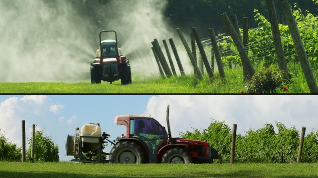 Video Reference: field, agriculture, transport, grass, grassland, vehicle, agricultural machinery, farm, lawn, rural area, Person