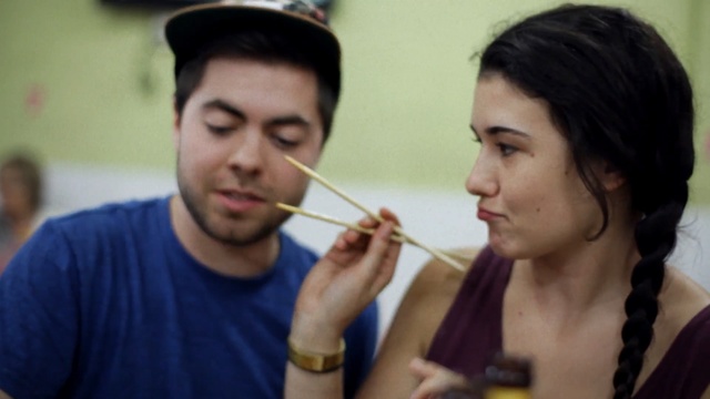 Video Reference: Nose, Lip, Mouth, Black hair, Smile, Chopsticks