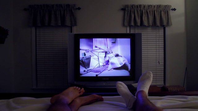 Video Reference: Room, Leg, Purple, Media, Electronic device, Technology, Television, Foot, Display device, Screen, Person