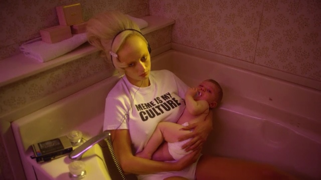 Video Reference: hair, pink, human hair color, room, blond, mouth, purple, finger, hand, girl