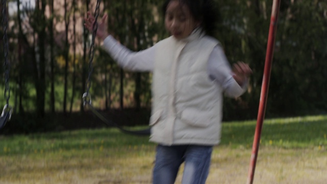 Video Reference: Swing, Fun, Outerwear, Grass, Tree, Walking, Recreation, Woodland, Leisure, Jacket