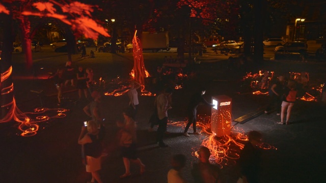 Video Reference: darkness, entertainment, night, light, crowd, lighting, performance art, event, fête, bonfire