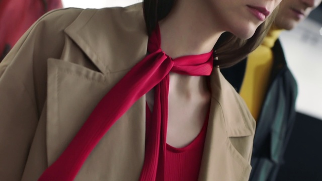Video Reference: Pink, Clothing, Red, Magenta, Scarf, Outerwear, Neck, Shoulder, Fashion, Jacket