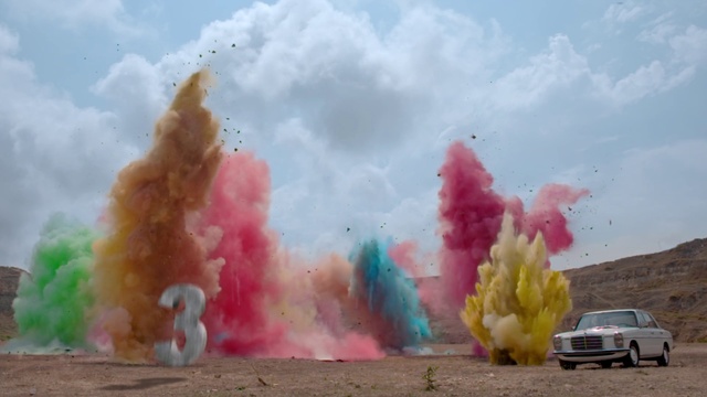 Video Reference: Pink, Smoke, Sky, Landscape, Explosion, Cotton candy, Vehicle, Pollution, Art