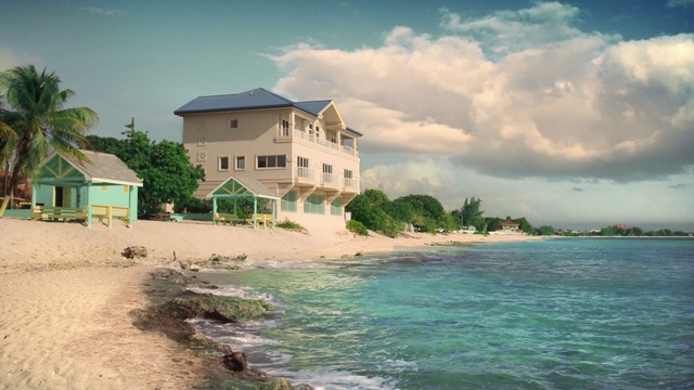 Video Reference: villa, water, landscape, ocean, sea, sky, beach, travel, vacation, coast, summer, shore, resort, tourism, river, island, tree, sun