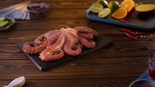 Video Reference: Octopus, Food, Dish, Cuisine, Cephalopod, Ingredient, Seafood, Marine invertebrates, octopus, Boerewors