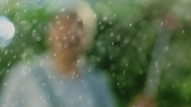 Video Reference: Nature, Green, Water, Vegetation, Atmospheric phenomenon, Leaf, Tree, Close-up, Macro photography, Atmosphere, Food, Broccoli, Rain, Glass, Holding, Sitting, Bowl, Close, Table, Clear, Plate, Droplet, Drop, Blur, Plant