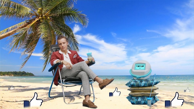 Video Reference: Vacation, Sitting, Palm tree, Leisure, Tourism, Travel, Sky, Fun, Arecales, Water, Person, Male