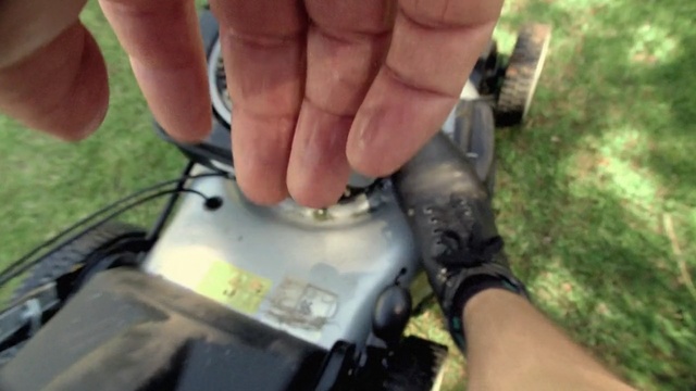 Video Reference: Lawn mower, Auto part, Mower, Hand, Finger, Automotive wheel system, Lawn, Automotive tire, Automotive exterior, Bumper