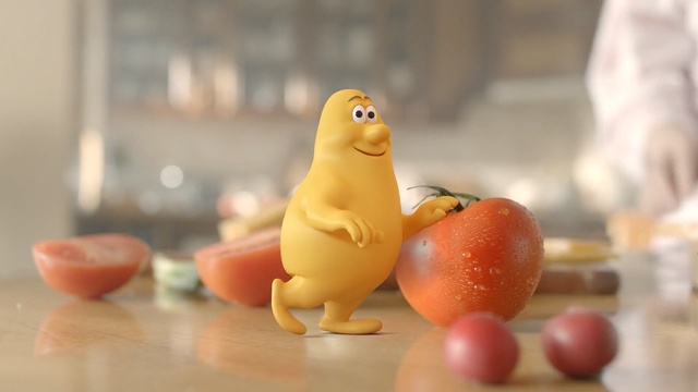 Video Reference: Animation, Action figure, Toy, Miniature, Figurine, Plant, Food, Clay animation, Fruit, Person, Indoor, Table, Sitting, Plate, Counter, Glass, Small, Little, White, Apple, Kitchen, Wooden, Made, Orange, Bowl, Board, Computer, Vase, Holding, Bird, Standing, Cartoon, Animal figure, Animal, Bath toy