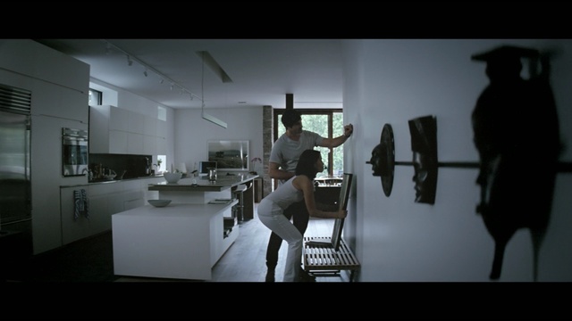 Video Reference: darkness, tourist attraction, interior design, black and white, screenshot, space, Person