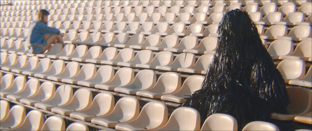 Video Reference: Pattern, Person, Sitting, Table, Roof, Black, White, Food, Bird, Row, Standing, Group, Design, Art