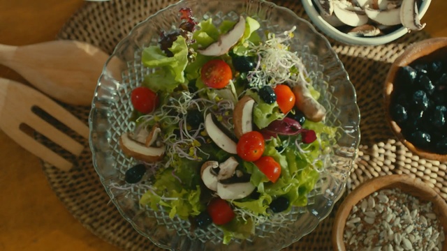 Video Reference: Dish, Food, Garden salad, Salad, Cuisine, Ingredient, Vegetable, Produce, Vegetarian food, Greek salad
