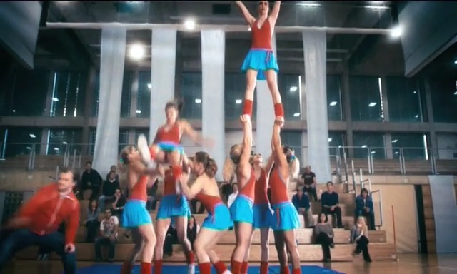 Video Reference: sport venue, cheerleading, performance, sports, competition, cheering, basketball moves, physical fitness, team sport, audience