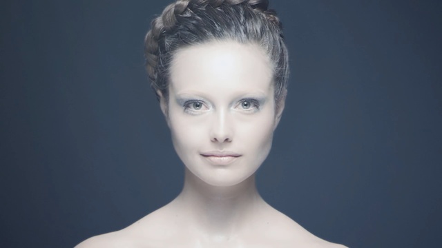 Video Reference: face, beauty, eyebrow, head, chin, forehead, hairstyle, fashion model, shoulder, black hair, Person