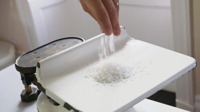 Video Reference: hand, close up, salt, weighing- machine