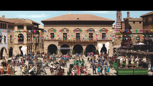 Video Reference: Town, Tourism, Public space, Architecture, Building, Sky, City, Vacation, Town square, Historic site, Front, Table, Store, Large, Group, People, Man, Bunch, Standing, Street, Many, Display, Water, Parked, Boat, White, Station, House, Person, Crowd