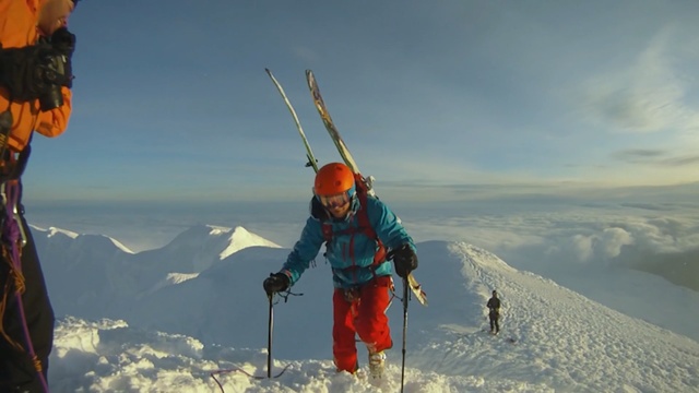 Video Reference: mountainous landforms, mountaineering, mountaineer, sky, mountain, mountain range, ridge, geological phenomenon, ski, adventure