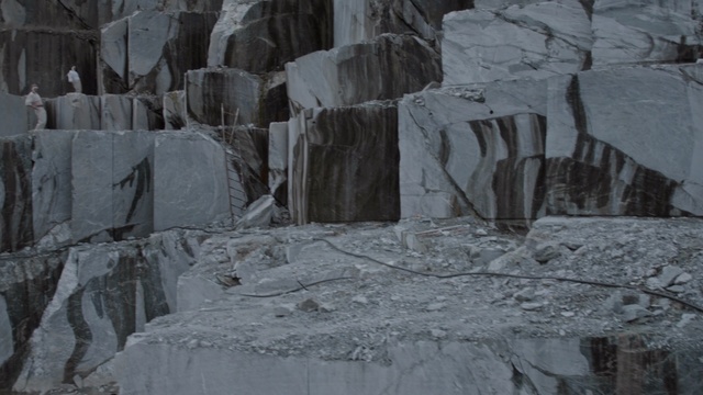 Video Reference: rock, black and white, formation, geology, ice, material, bedrock, quarry, freezing, outcrop