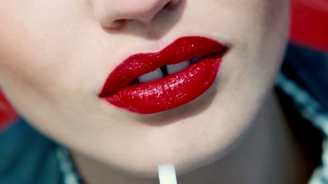 Video Reference: lip, red, lipstick, close up, mouth, lip gloss