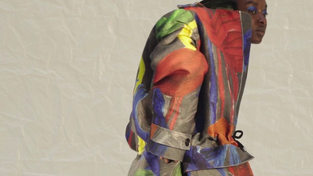 Video Reference: Silk, Textile, Outerwear, Scarf, Jacket, Neck, Visual arts, Fashion accessory, Sari, Art