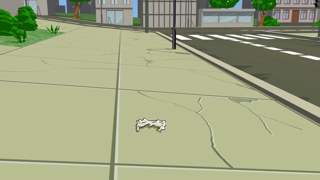 Video Reference: Line, Lane, Road, Grass, Sidewalk, Asphalt, Road surface, Games, Plant, Thoroughfare