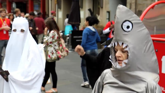 Video Reference: product, event, costume, street, Person