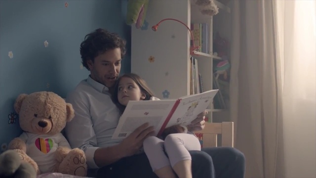 Video Reference: Reading, Child, Room, Bedtime, Teddy bear, Fun, Sitting, Electronic device, Toddler, Furniture, Person