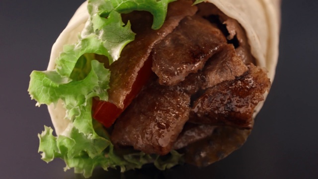 Video Reference: Dish, Food, Cuisine, Ingredient, Produce, Doner kebab, Gyro, Carne asada, Roast beef, Meat