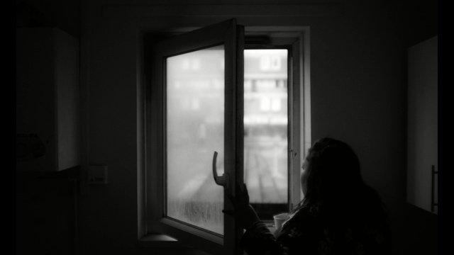 Video Reference: White, Black, Black-and-white, Monochrome, Light, Darkness, Window, Room, Standing, Monochrome photography