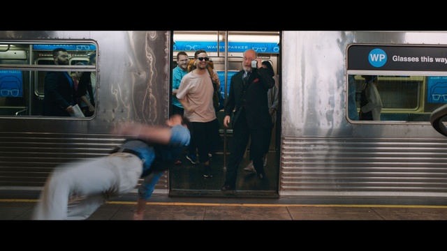 Video Reference: blue, transport, public transport, snapshot, passenger, girl, rapid transit, fun, vehicle, street