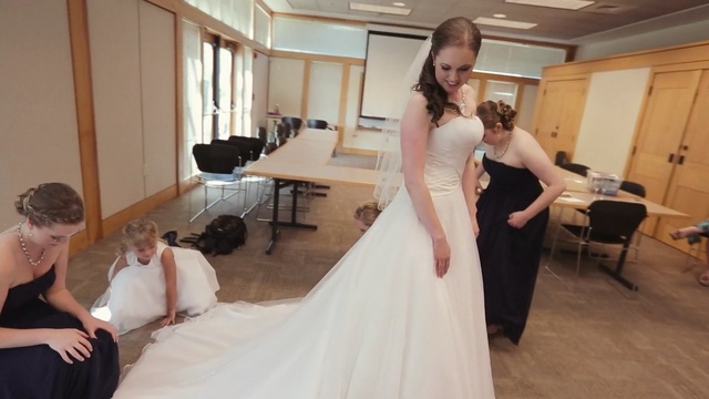 Video Reference: gown, bride, wedding dress, dress, bridal clothing, photograph, woman, wedding, marriage, beauty, Person