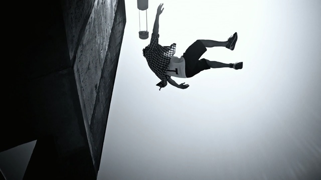 Video Reference: white, black, black and white, photography, monochrome photography, monochrome, extreme sport, jumping, sky, Person