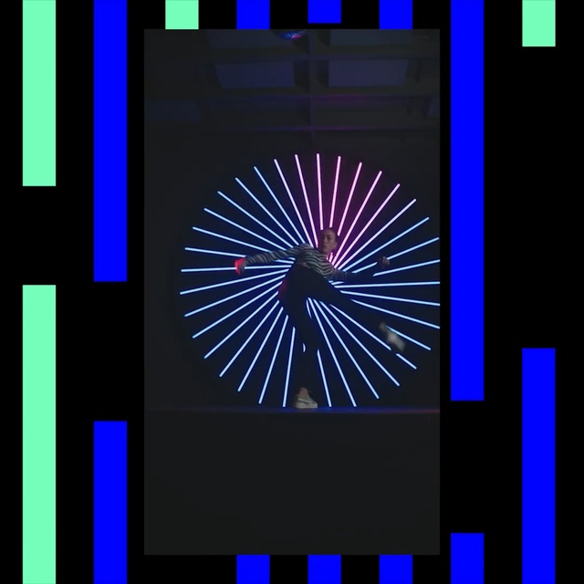 Video Reference: Electric blue, Line, Symmetry, Graphics, Graphic design, Person